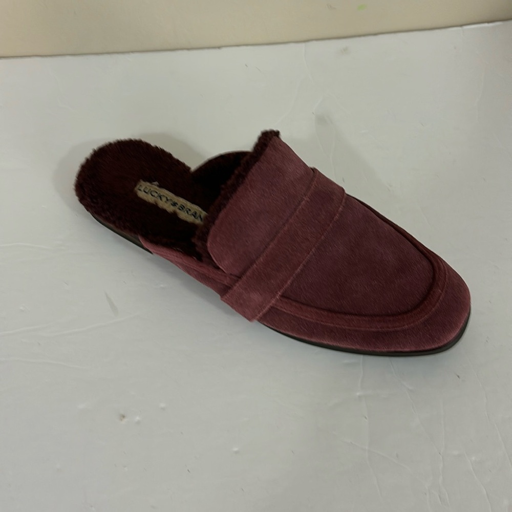Lucky Brand Maroon Cardin Mule Flats Shoes Slippers Size 7.5